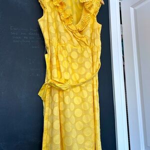 Yellow Ruffled Polka Dot Dress size 12